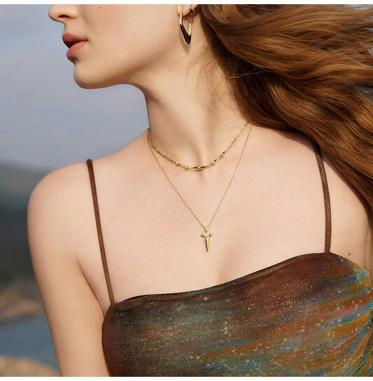  Polished Punk - Necklaces with pendant - Silver / 14kt GP - 50cm